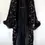 縮圖：Vintage ADRIENNE LANDAU Velvet Embroidered Fox Fur Trim Coat One Size Black