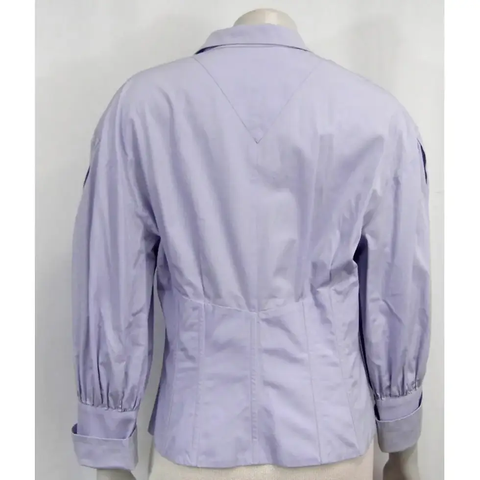 Hình thu nhỏ: CHANEL Cotton Button Up Top Blouse 40 Purple CC Logo Spring 2008