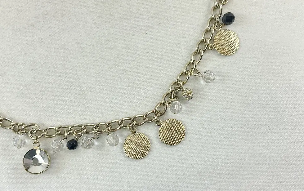 縮圖：ST. JOHN KNITS Vintage Gold 22K GP SJ Logo Chain Belt Charms Adjustable NEW