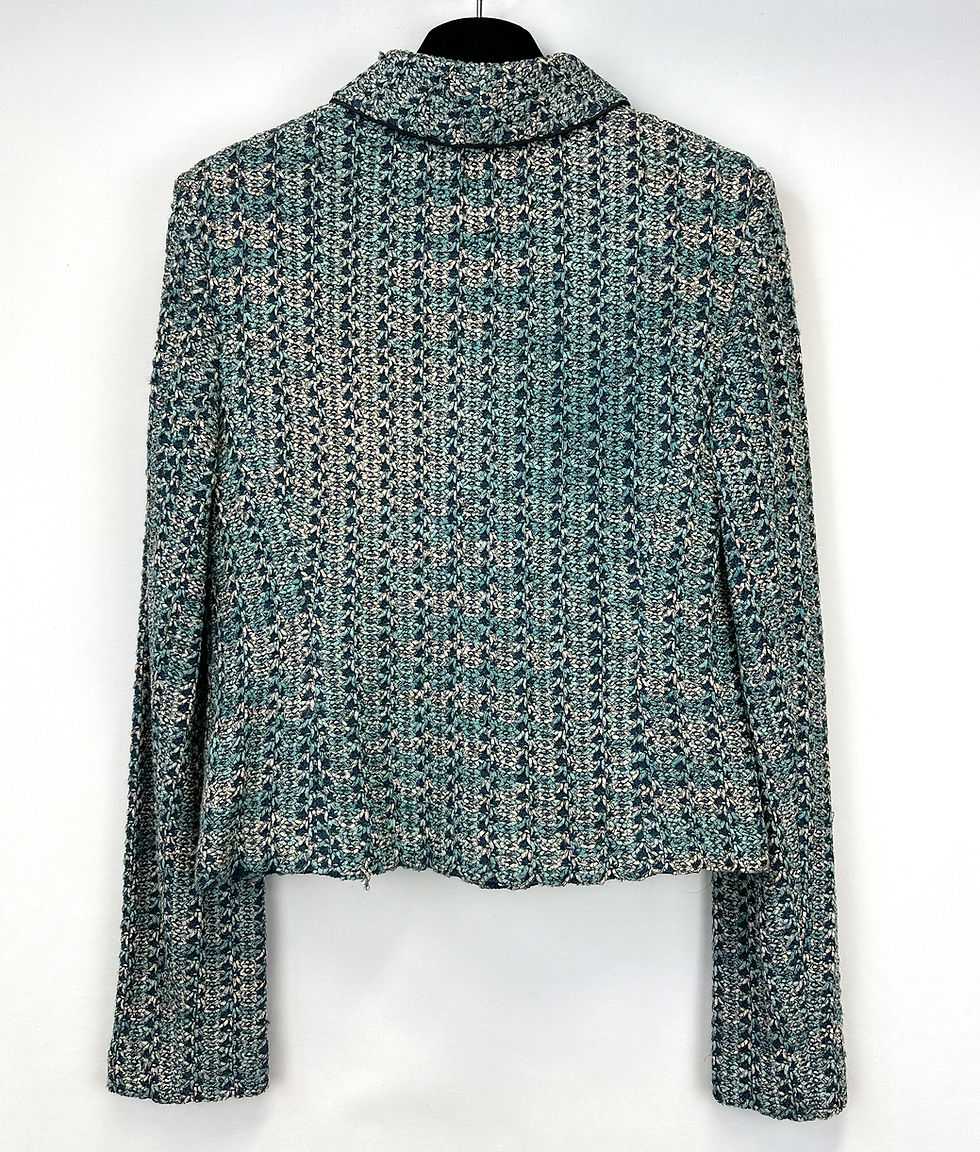 Hình thu nhỏ: ST. JOHN COLLECTION Wool Tweed Boucle Jacket 8 Juniper Multi Buttons Collar