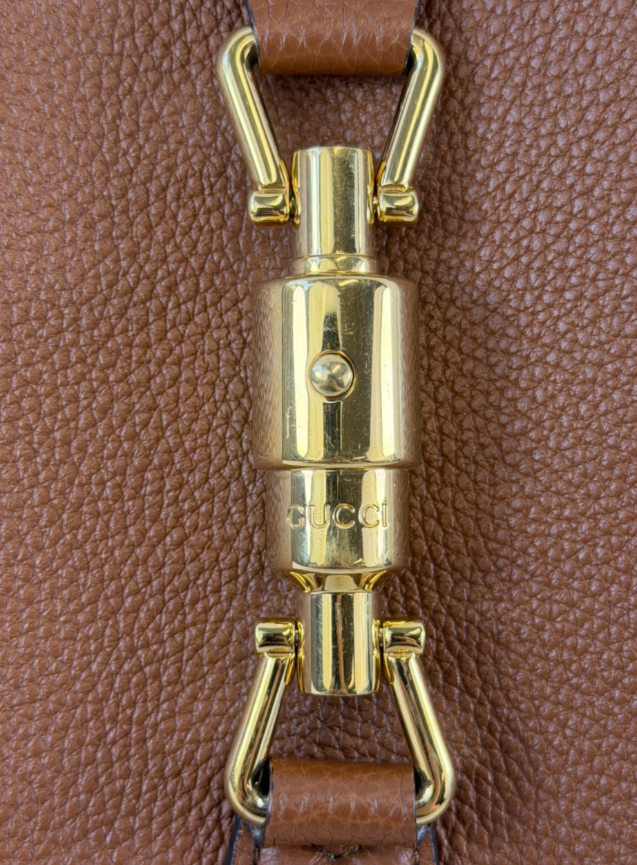 Miniatura: GUCCI Jackie 1961 Leather Shoulder Bag Large Brown Gold Hardware Piston Closure