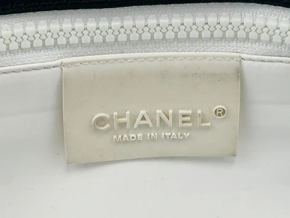 縮圖：CHANEL Sport Ligne Tennis Racket Tote Bag Medium Black White Canvas Leather
