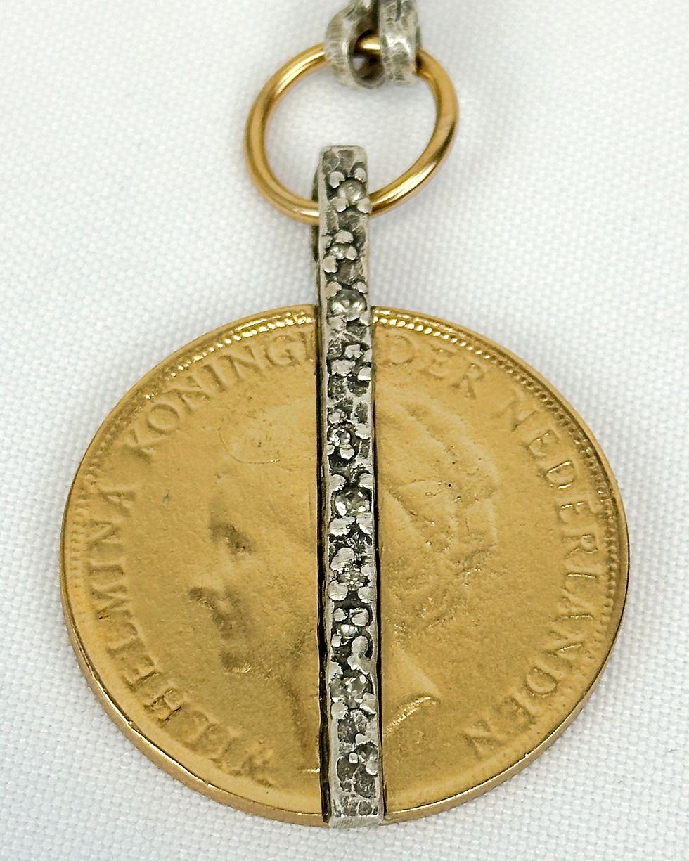 縮圖：TAT2DESIGNS Silver Crystal Bar & Wilhelmina Coin Horsebit Necklace