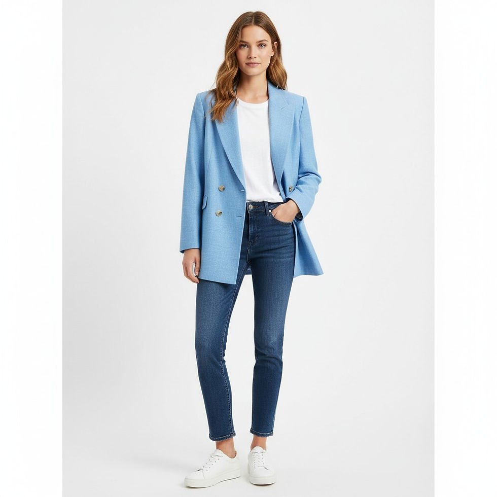 Thumbnail: GABRIELA HEARST Angela Wool & Silk Linen Blazer 4 Light Blue Double Breasted