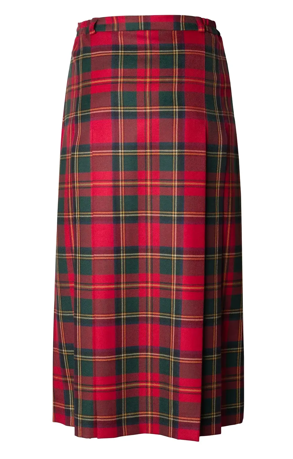 縮圖：HOUSE OF BRUAR Plaid Tartan Midi Skirt 10 Muted Red Wool Gold Buttons