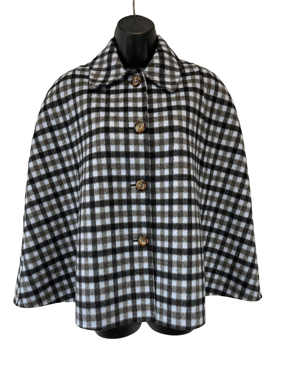 Thumbnail: NEW MICHAEL KORS Collection Blue Plaid Button Up Short Cape 4