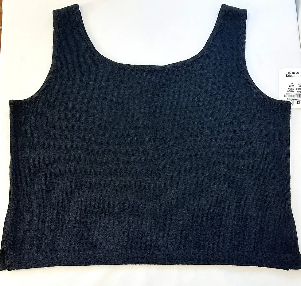 Thumbnail: NEW ST JOHN KNITS Santana Basic L Large Scoop Neck Tank Shell Short Black