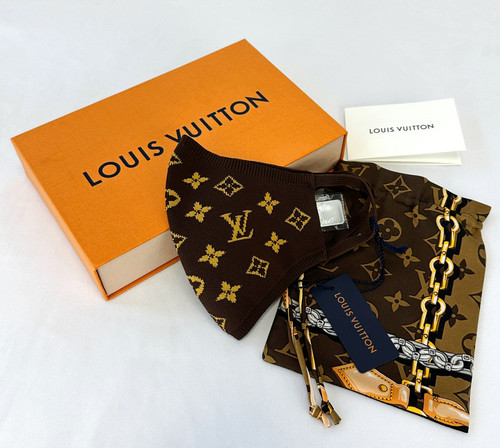 LOUIS VUITTON Monogram Brown Knit Face Mask S00 M76747