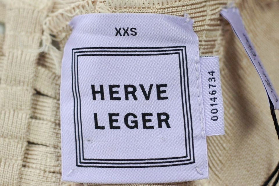 Thumbnail: NEW HERVE LEGER Adobe Nude Bandage Dress Halter V neck Braided XXS