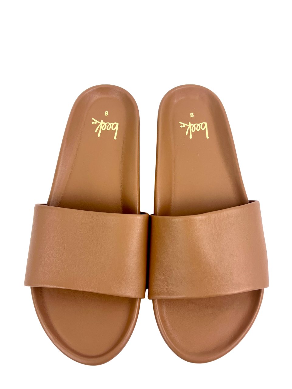 Miniatura: NEW BEEK Gallito Leather Slides Sandal Honey Tan Leather Memory Foam Rubber 8