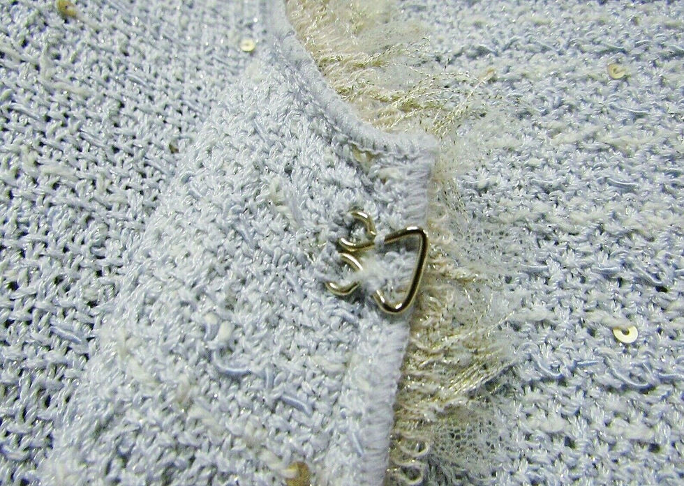 Thumbnail: ST. JOHN COUTURE Couture Light Blue Multicolor Tweed Silver Gold Sequin Jacket 6