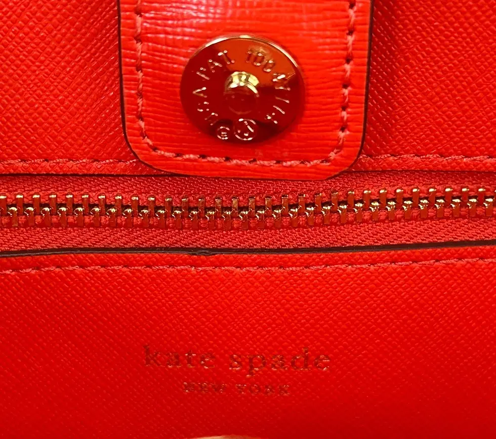 縮圖：NEW KATE SPADE Serena Saffiano Zip Up Handbag Red Orange Gold Cow Leather Coral