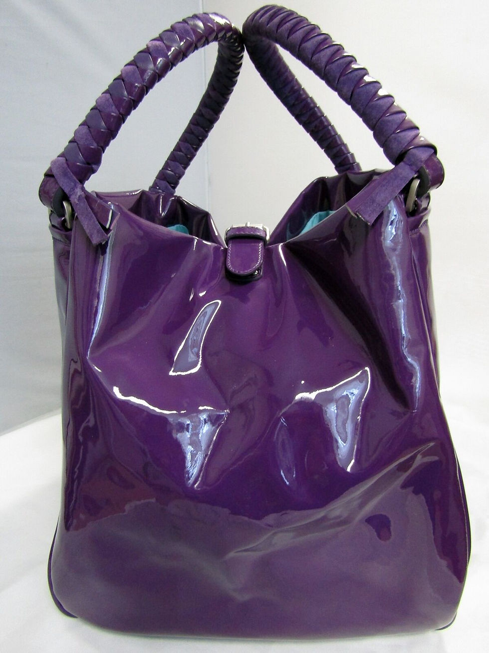 縮圖：MALO Patent Leather Purple Large Handbag Satchel