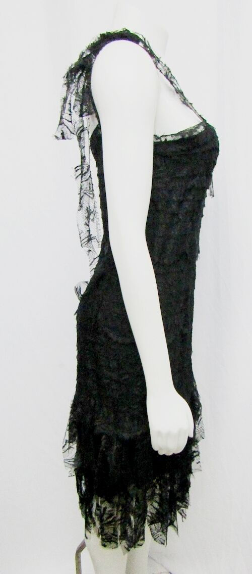 縮圖：CHANEL Lace Overlay Tiered Black Dress Scalloped Layered 38 6 Cruise 2006 $5975
