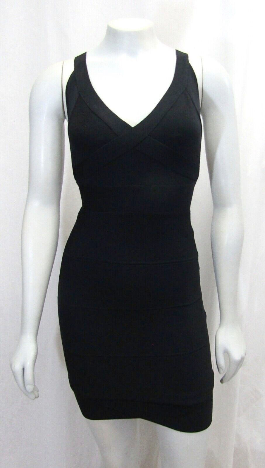 Thumbnail: HERVE LEGER  Black Halter V-neckline Bandage Dress XS Extra Small