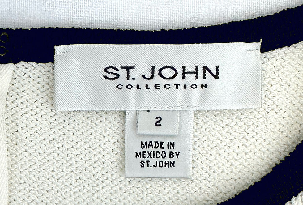 Hình thu nhỏ: NWOT ST. JOHN Navy White Colorblock Round Neck 3/4 Sleeves Sheath Dress 2 Small