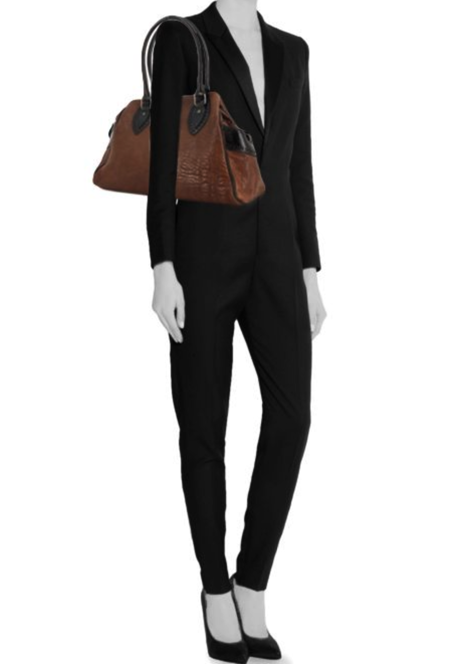 Thumbnail: Vintage FENDI Du Jour Crisp Brown Nappa Leather Shoulder Bag Satchel