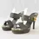 Thumbnail: GUCCI Sandals Heels 37.5 Military Green Bamboo Buckle Open Toe 7.5 Logo Trim