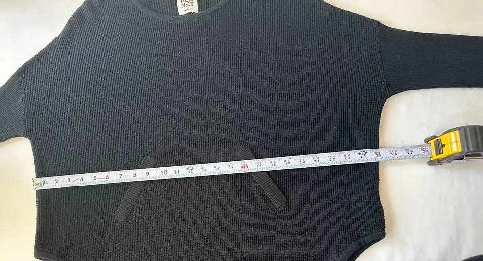 Thumbnail: PLANET By LAUREN G Black Waffle Knit Scoopneck Sweater Dolman Sleeves One Size