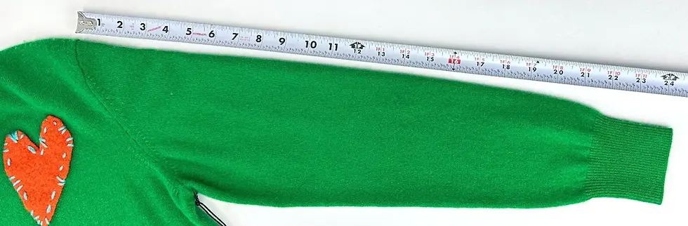 Miniatura: LINGUA FRANCA Felt Heart Crewneck Sweater Medium Kelly Green Orange Patch M