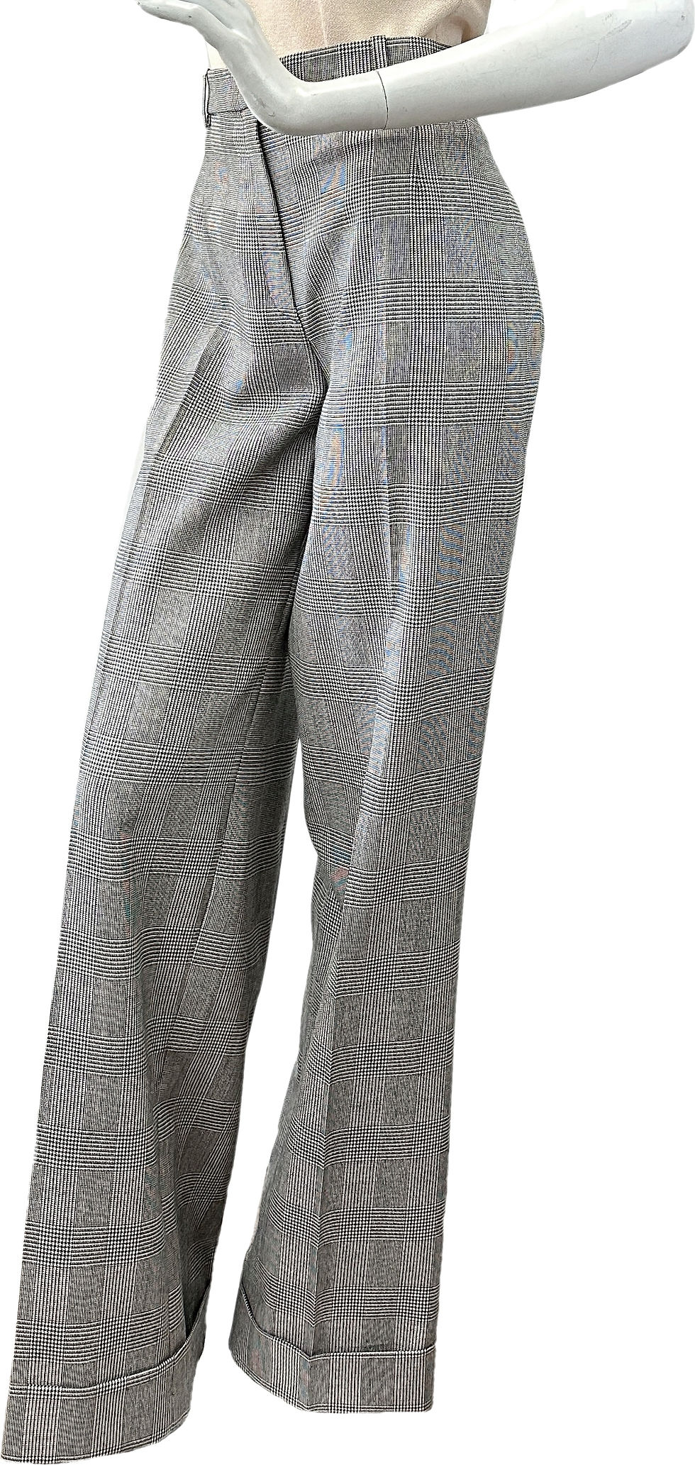 Hình thu nhỏ: CHRISTIAN DIOR Pants Wool Plaid Gray 8 Prince of Wales Motif Wide Leg NEW