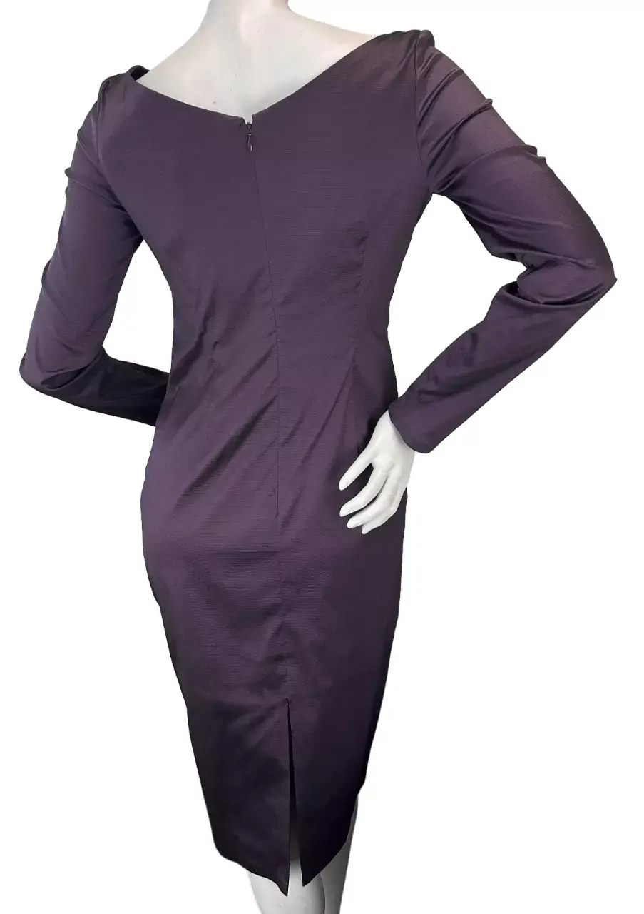 Miniatura: TALBOT RUNHOF Jersey Draped Dress 10 Metallic Purple Asymmetric Slim Fit RARE