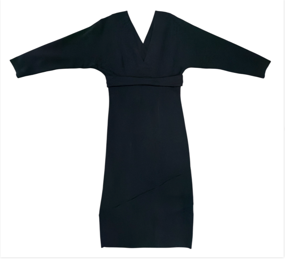 Thumbnail: STELLA MCCARTNEY Deep V-Neck Black 42 Dress 4 Long sleeves Bodycon Small
