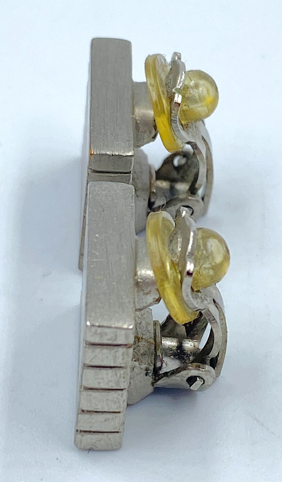 Miniatura: Vintage CHANEL Silver Square Clip On Earrings 1999 RARE