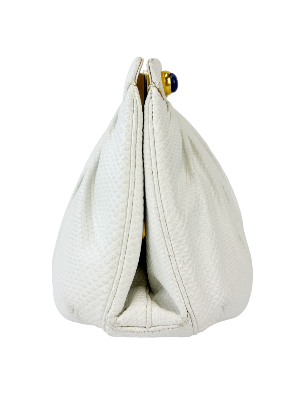 Miniatura: JUDITH LEIBER Reptile Lizard Leather Semi Precious Stones Bag White