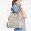 Hình thu nhỏ: LOUIS VUITTON Propriano Damier Azur Canvas Tote Bag Medium Rose Ballerine N44027