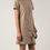 Thumbnail: BRUNELLO CUCINELLI Taupe Cotton Layered Bottom Short Sleeve Dress S