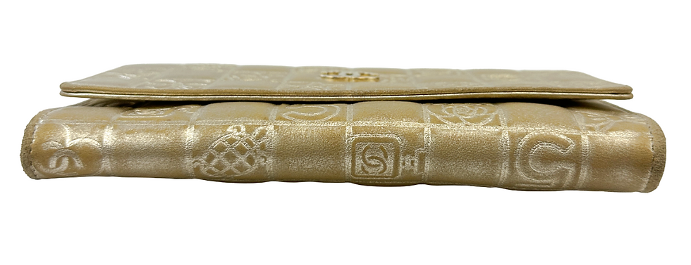 Hình thu nhỏ: Vintage CHANEL Leather Wallet Change Purse Gold Interlocking CC Logos 2006