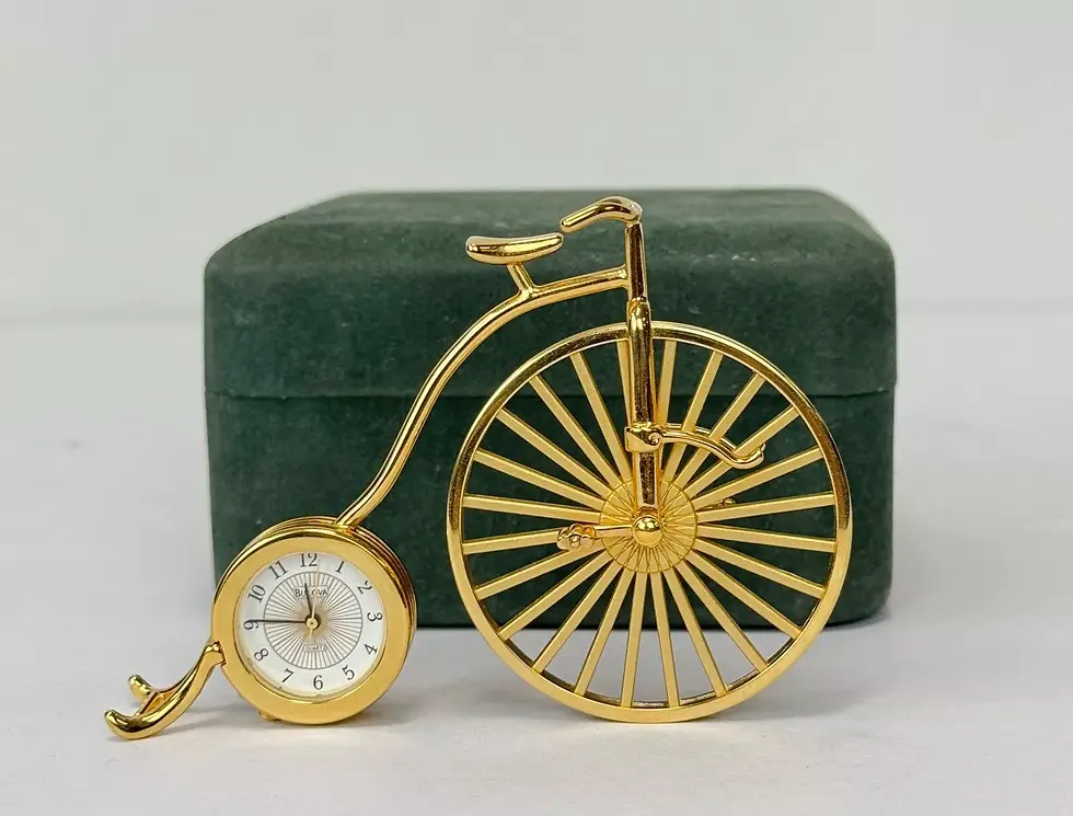 Miniatura: BULOVA Penny Farthing Vintage Miniature Collectible Clock Quartz Movement Gold