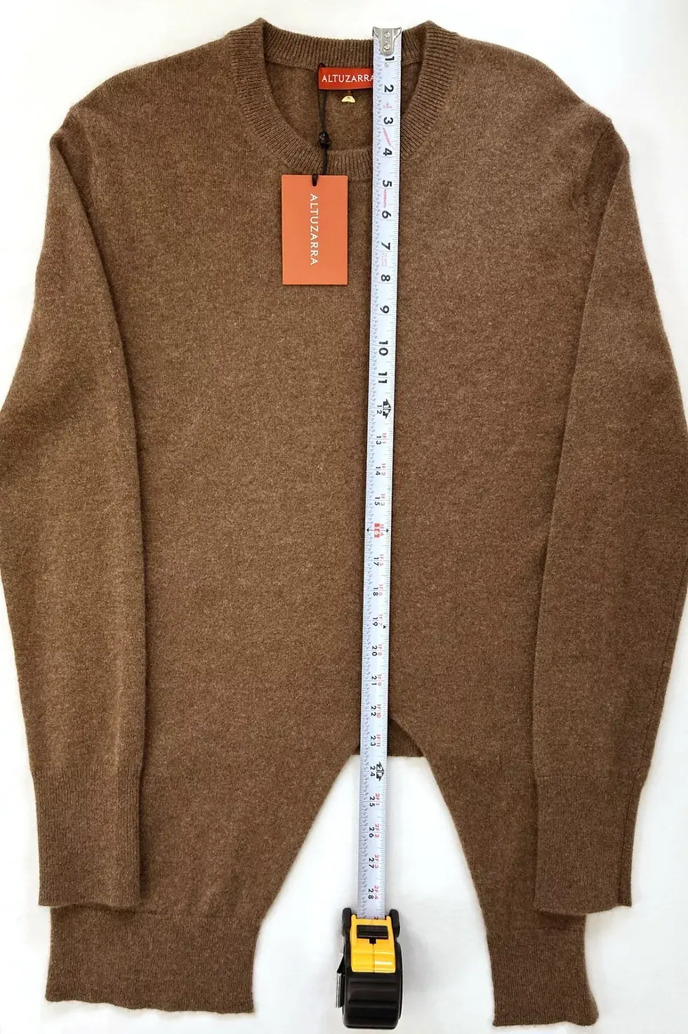Thumbnail: NWT ALTUZARRA Nalini Cashmere Sweater Medium Brown Knot Tie Pullover Crew Top