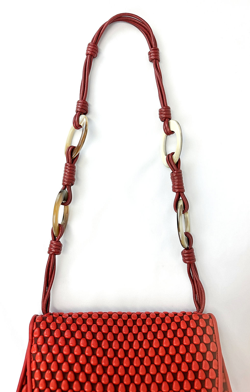 Hình thu nhỏ: TISSA FONTANEDA USA Red Nappa Bubbles Lambskin Pigalle Long Chain Medium Bag NEW