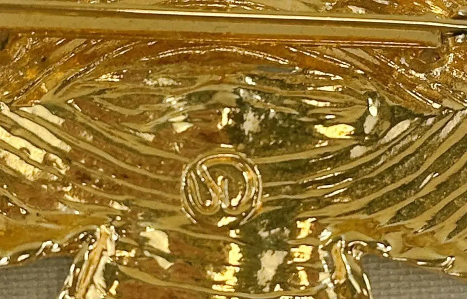 Hình thu nhỏ: NEW Vintage ST JOHN Brooch Black Gold Maltese Cross Crystal Enamel Pin Signed