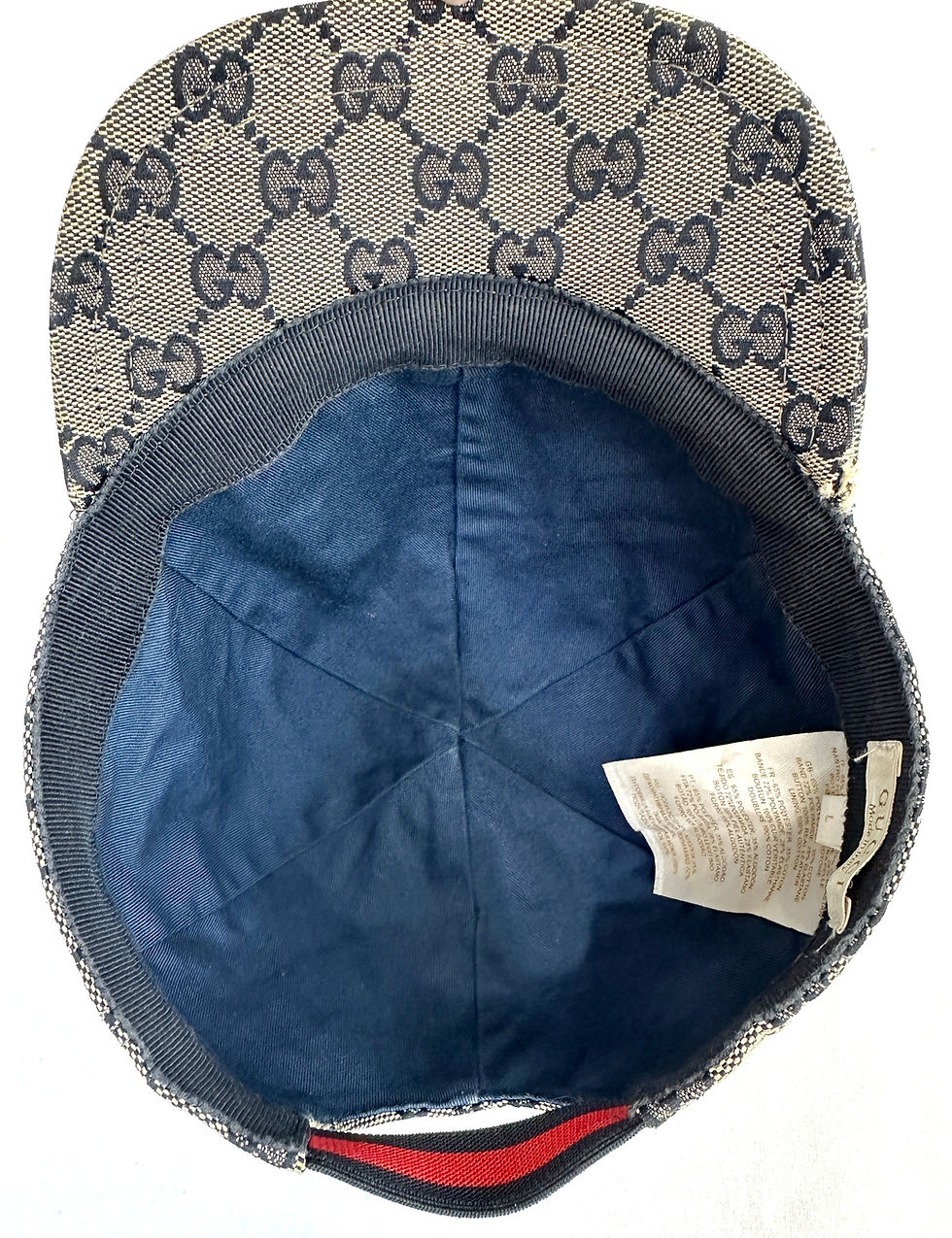 Thumbnail: GUCCI Children Kids GG Cap Beige Blue Monogram Canvas Baseball Hat Large