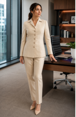 ESCADA 2PCS Jacket Pants Suit 34 4 US 40 8 US Beige Single Breasted