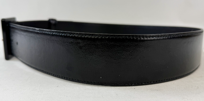 Miniatura: YSL YVES SAINT LAURENT Patent Leather Wide Belt 80 32 Black Classic M