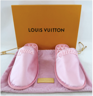 縮圖：LOUIS VUITTON LV Suite Flat Mule 40 41 Pink Logo Satin House Slippers Unisex L