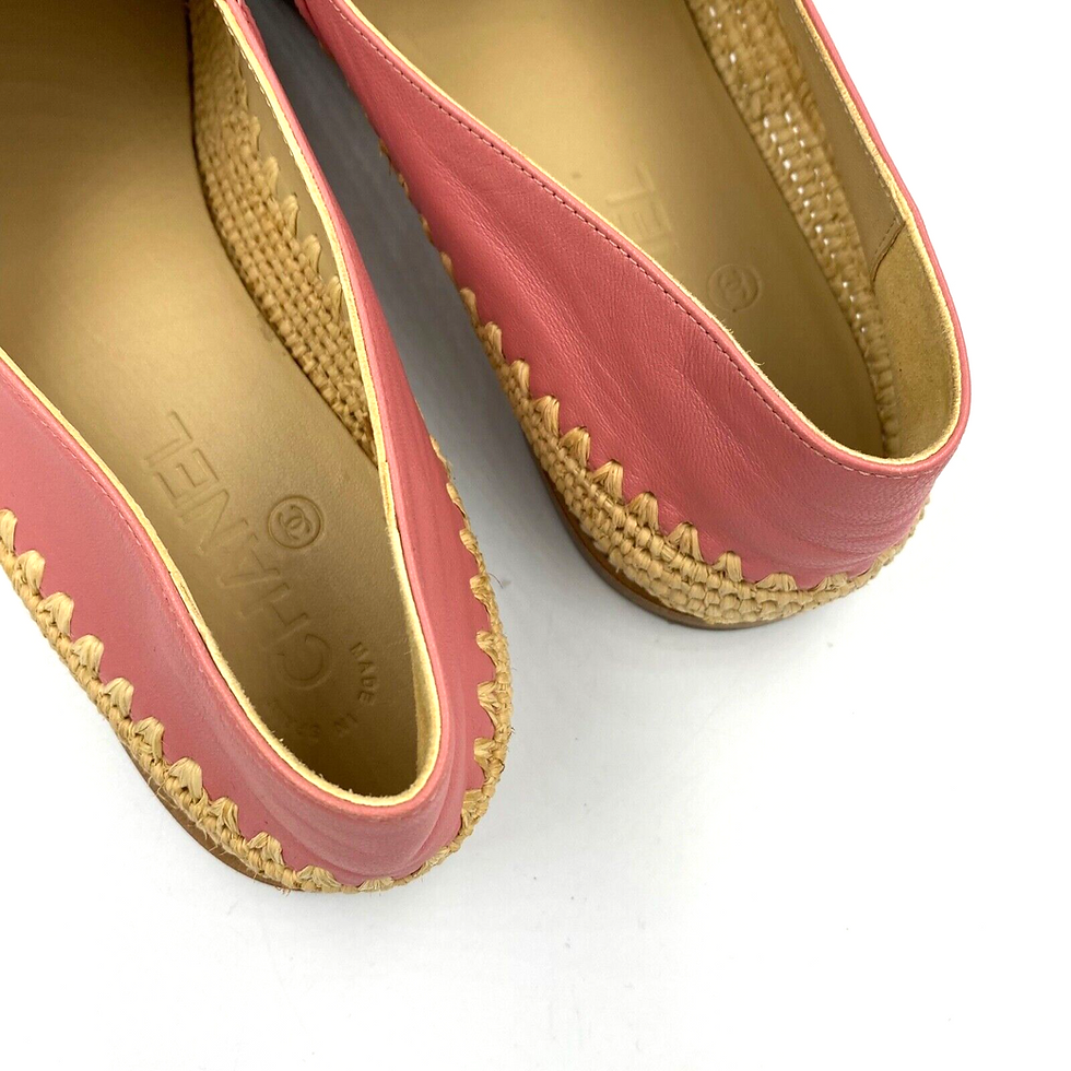 Thumbnail: CHANEL Pink Interlocking CC Logo Leather Greek Summer Espadrilles Flats 9 40
