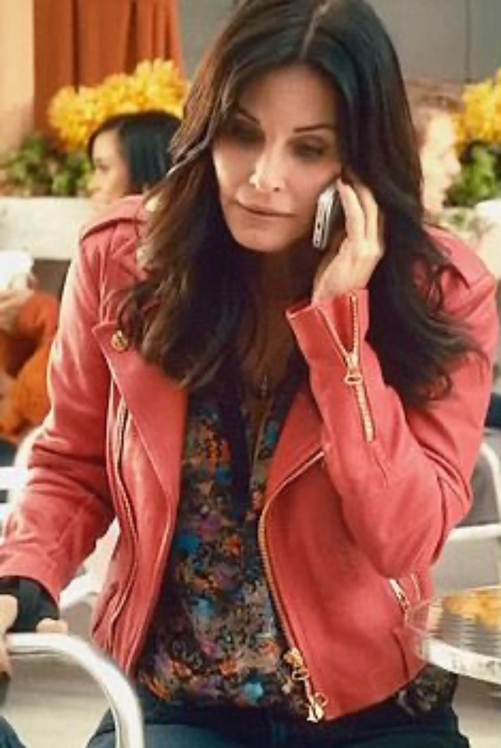Miniatura: PIERRE BALMAIN Leather Cropped Jacket 28/42 Salmon Pink Motorcycle Biker Studded