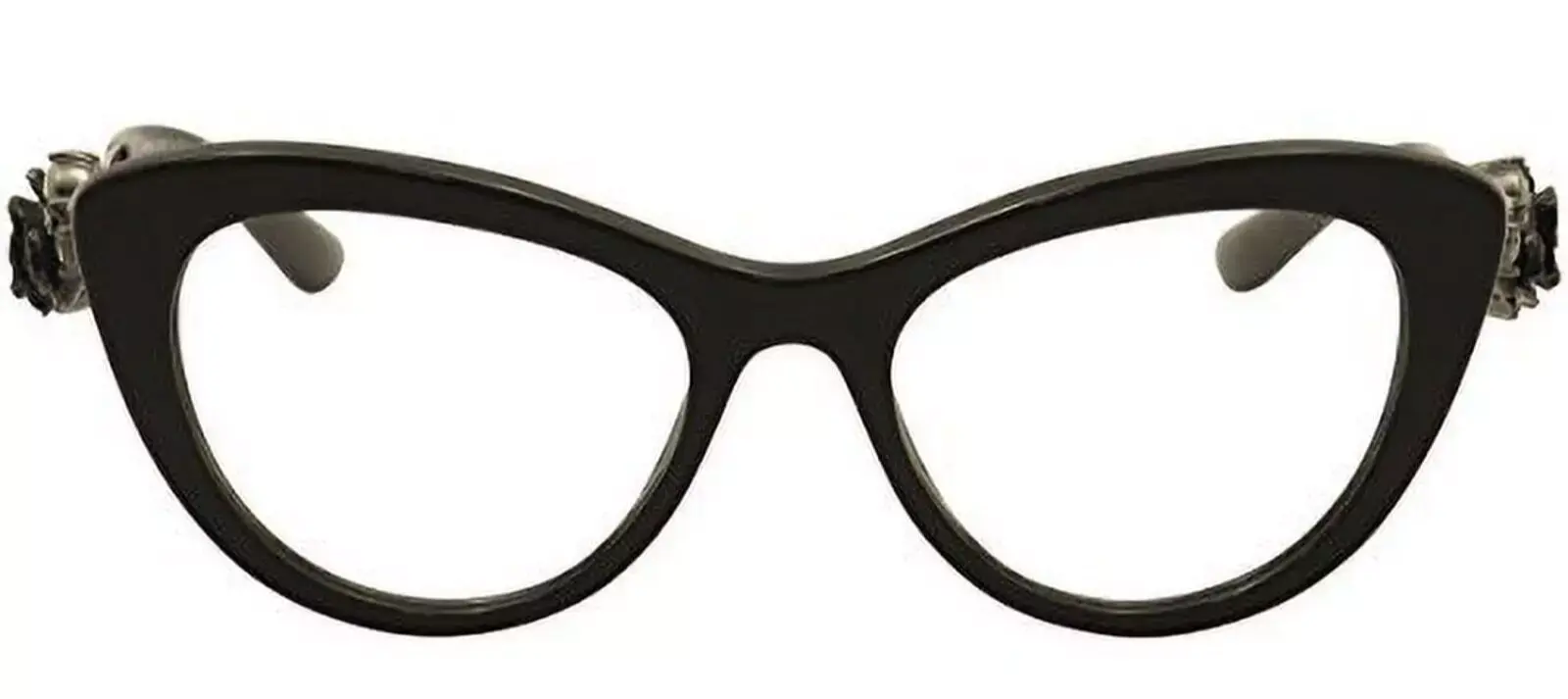 DOLCE & GABBANA 3265B Eyeglasses 501 Black Cat Eye Side Flowers FRAME ONLY