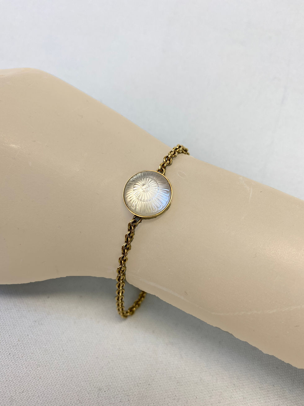 Hình thu nhỏ: LALIQUE Toupie Clear Crystal Gold-plated Chain Bracelet GP Rare