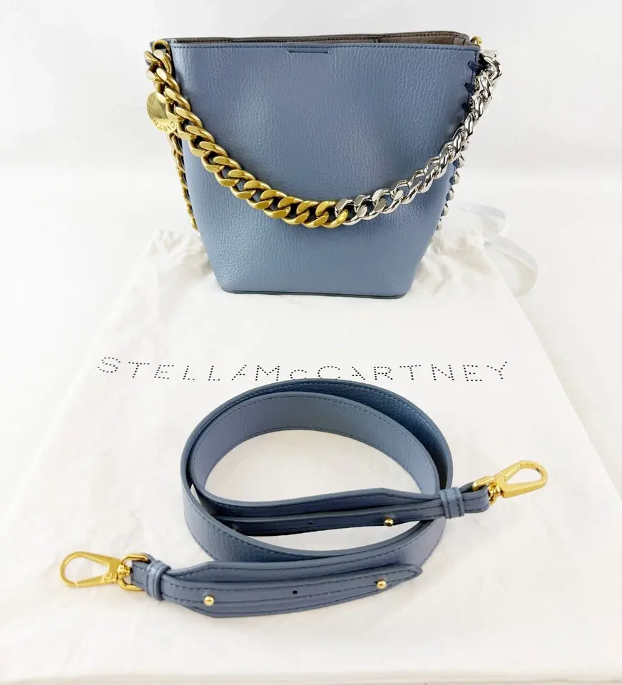 Hình thu nhỏ: STELLA MCCARTNEY Frayme Hobo Bag Mini Air Force Blue Alter Mat Twotone Chain