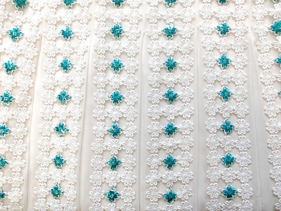 Thumbnail: NEW OSCAR DE LA RENTA White Crochet Flower Paillette Pleated Dress 8