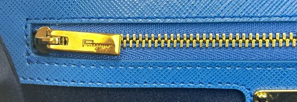 Thumbnail: NEW SALVATORE FERRAGAMO Ginny Leather Crossbody Messenger Bag Blue Vara Bow