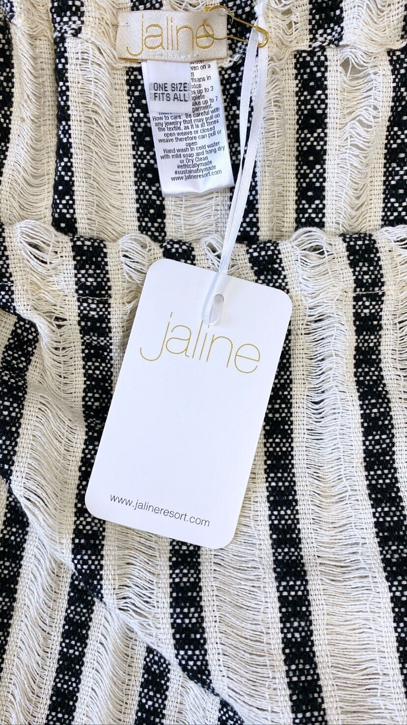 Miniatura: JALINE RESORT Nieves Ecru Pareo Tassel  Adjustable One Size Skirt Cotton Striped