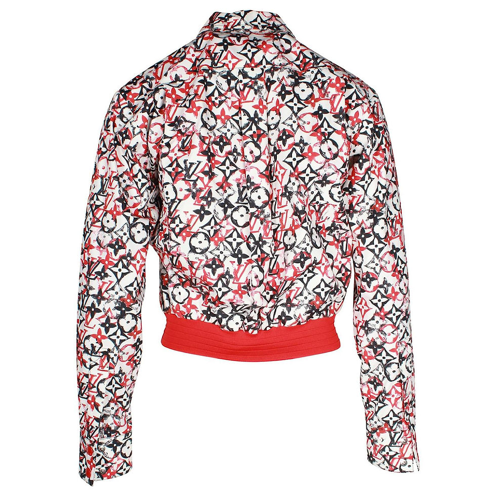 縮圖：LOUIS VUITTON Monogram Cotton Bomber Jacket 34 2 US White Red Black SS 2018