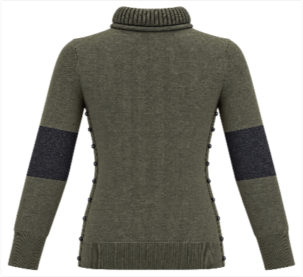 Miniatura: BELSTAFF Olive Green S Rolled Mock Neck Wool Blend Long Sleeves Side Buttons